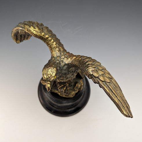 復古鍍金老鷹雕像木底座